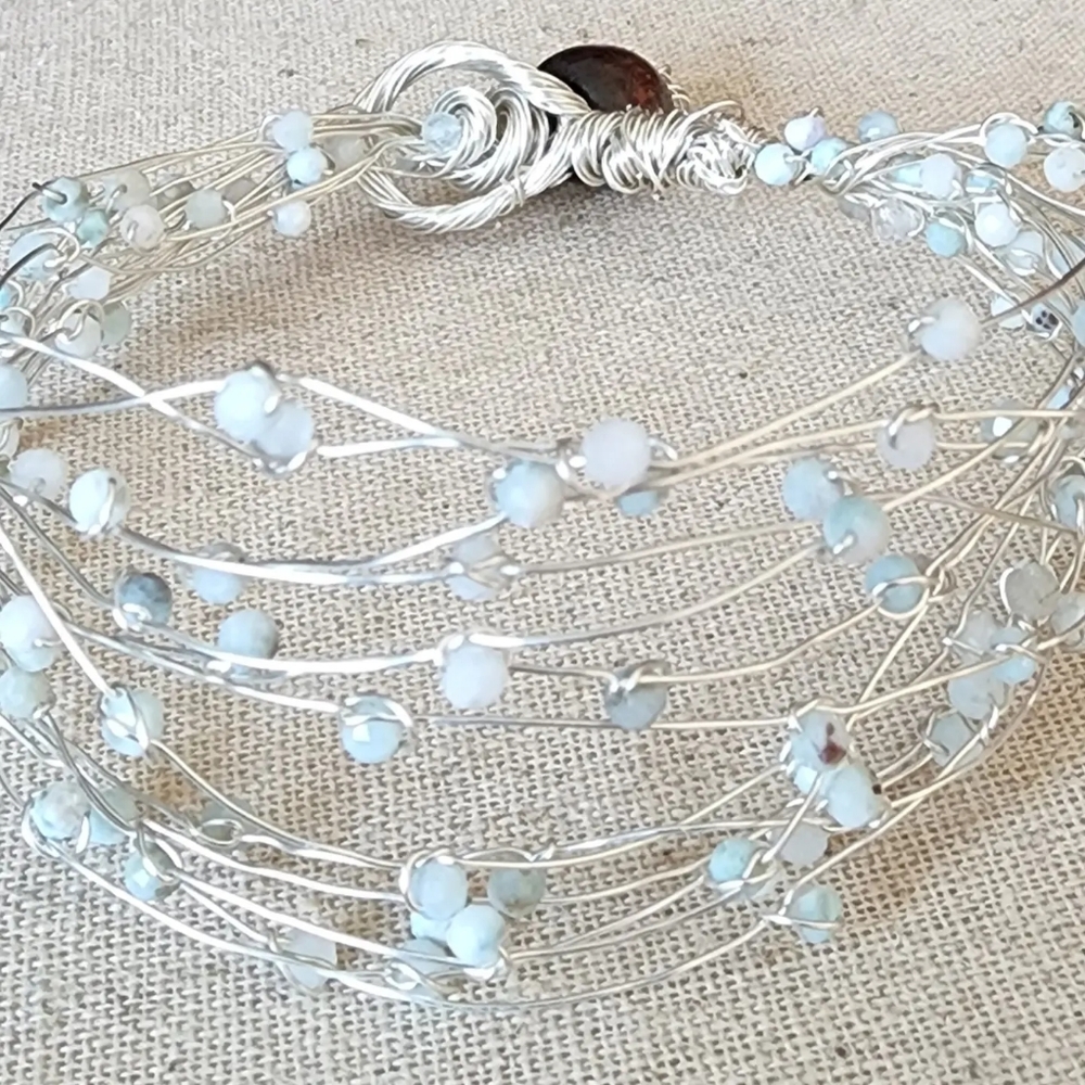 Larimar gemstone bracelet cuff